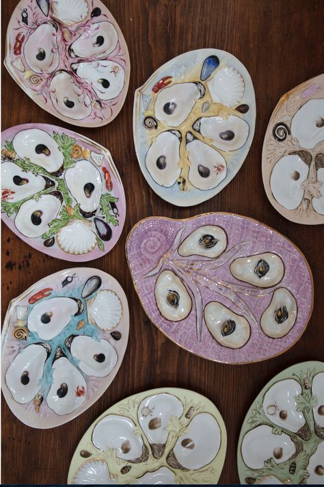 Oyster Platter, Plate Wall Art, Pottery Inspo, Plate Collection, Plates Diy, Ceramic Inspiration, Plates For Sale, Oyster Plates, Architecture Home