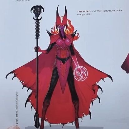 Fallen Scarlet Witch concept art from Midnight Suns The Art of the Game Scarlet Witch Midnight Suns, Scarlet Witch Costume Ideas, Scarlet Witch Redesign, Scarlet Witch Darkhold, Scarlet Witch Concept Art, Witch Concept Art, Marvel Witches, Witch Concept, Midnight Suns