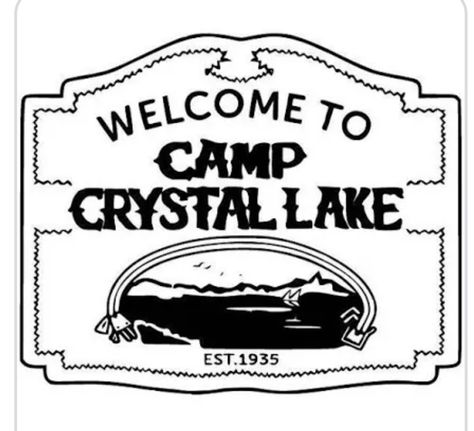 Camp Crystal Lake Sign, Lake Tattoo, Crochet Quote, Camp Crystal Lake, Lake Signs, Pine Design, Crystal Lake, Cultura Pop, Digital Download Etsy