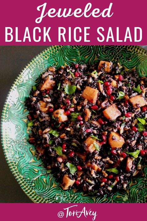 Black Rice Recipe, Rosh Hashana Recipes, Black Rice Salad, Rosh Hashanah Recipes, Butternut Squash Apple, Forbidden Rice, Easy Rice, Vegan Side Dishes, Rosh Hashana