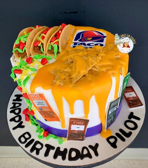 Taco Bell Birthday Cake, Fast Food Cake, Cake For Foodie Theme, Cakes That Look Like Food, Crazy Birthday Cakes, Taco Cake, Starbucks Cake, Realistic Cakes, Custom Birthday Cakes