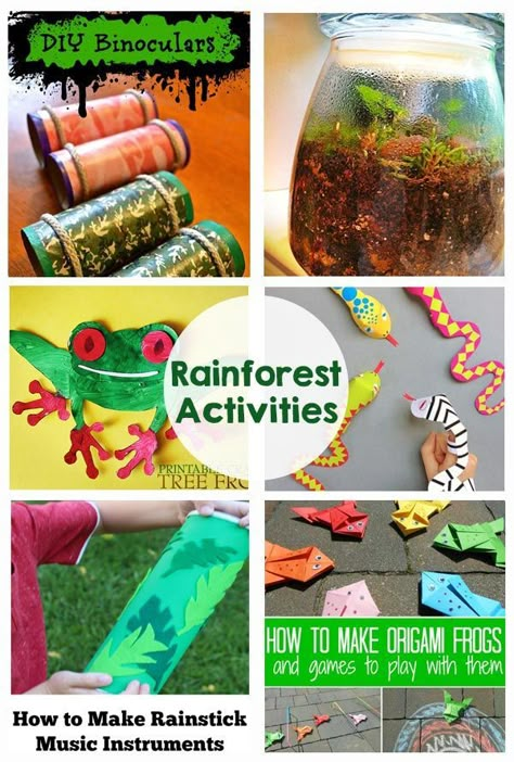 Rainforest Activities and Printables - My kids are going to love these crafts! Rainforest Activities For Kids, Jungle Theme Activities, Rainforest Preschool, Rainforest Classroom, Rainforest Crafts, Jungle Activities, Rainforest Project, Rainforest Activities, Jungle Crafts