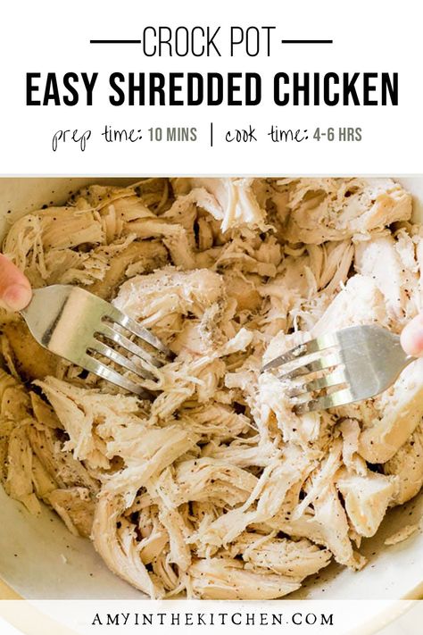 Crockpot Shredded Chicken, Shredded Chicken Crockpot, Easy Shredded Chicken, Slow Cooker Shredded Chicken, Crockpot Chicken Healthy, Make Shredded Chicken, Chicken Eating, Shredded Chicken Recipes, Easy Slow Cooker Recipes