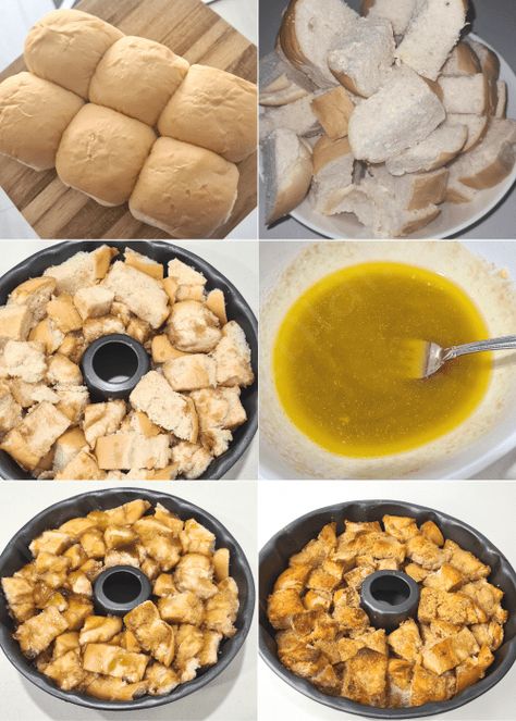 Dinner Roll Monkey Bread, Leftover Dinner Rolls, Dinner Roll Recipes, Leftover Buns, Leftover Bread Recipes, Cinnamon Monkey Bread, Easiest Breakfast, Bread Rolls Recipe, Dinner Roll