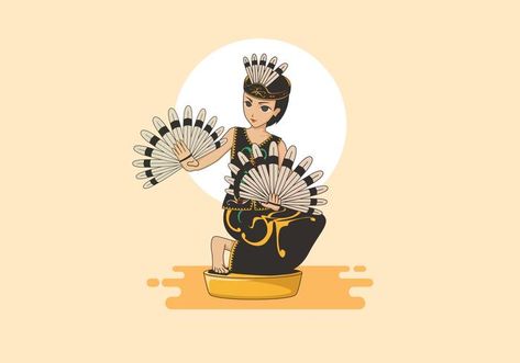 Native Dayak Girl Vector Photo Video App, Dance Vector, Girl Vector, Indonesian Art, Fashion Design Collection, Cartoon Styles, Art Wallpaper, Nativity, Batik