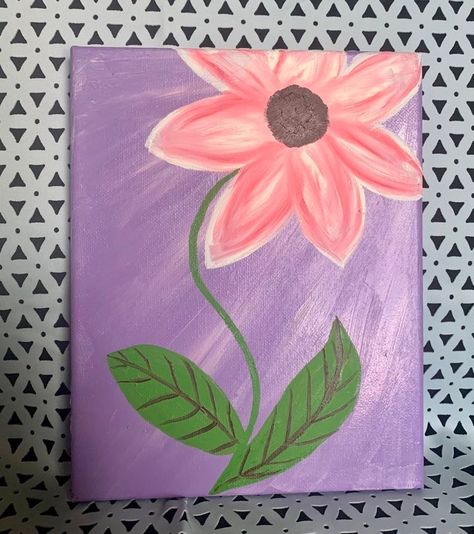 A simple flower painting to hang on your wall or send to a friend. On 10" by 8" canvas. Mother Day Painting On Canvas Easy, Mother’s Day Paintings On Canvas, Simple Flower Painting, Pink Flower Painting, Flower Painting On Canvas, Easy Flower Painting, Send To A Friend, Easy Canvas Painting, Canvas Painting Designs