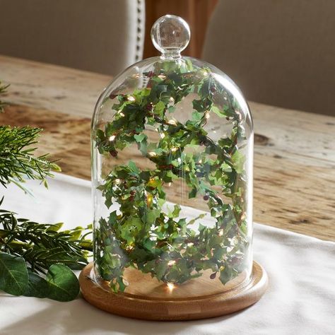 Glass Cloche Decor, Fairy Light Garland, Christmas Centrepieces, Cloche Decor, Glass Dome Cloche, Glass Bell Jar, Glass Cloche, Fairy Light, The Bell Jar