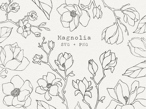 Magnolia Vector, Flower Outline Drawing, Simple Flower Outline, Magnolia Drawing, Flower Tattoo Stencils, Art Clip, Flower Outline, Outline Drawing, Simple Flower