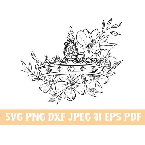 Princess Crown Tattoos, Queen Crown Svg, Princess Crown Svg, Tiara Svg, Crown Clipart, Cups Starbucks, Vegas Tattoo, Queen Drawing, Crown Svg