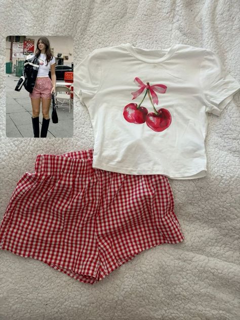 White Knit Shorts Outfit, Red Boxer Shorts Outfit, Pj Shorts Outfit, Pijama Outfit, Red Shorts Outfit, Boxer Shorts Outfit, Her Drawing, School Homework, Aesthetic Grunge Outfit