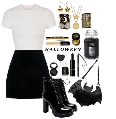 Halloween Clothes Aesthetic, Polyvore Halloween, Goth Wardrobe, Creepypasta Oc, Halloween Clothes, Last Minute Costumes, Aesthetic Life, Diy Fashion Clothing, Clothes Aesthetic