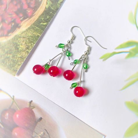 Cherry B*mbs🍒 Only at 65 rs #earrings #cherryearrings #smallbusiness #handmadejewelry #cute #jewellery #giftideas Cute Jewellery, Cherry Earrings, Bracelets Diy, Beaded Bracelets Diy, Diy Bracelets, Handmade Jewelry, Cherry, Beaded Bracelets, Quick Saves