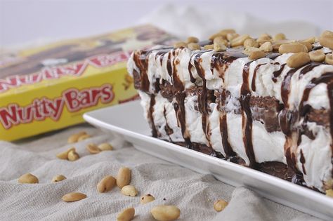 Nutty Bars Ice Cream Cake Uses Little Debbie Nutty Bars Your Home Based Mom Nutty Buddy Cake, Homemade Ice Cream Bars, Refrigerator Desserts, Ice Cream Sandwich Dessert, Recipe Ice Cream, Nutty Bars, Ice Cream Dessert Recipe, Nutty Buddy, Ice Cream Sandwich Cake