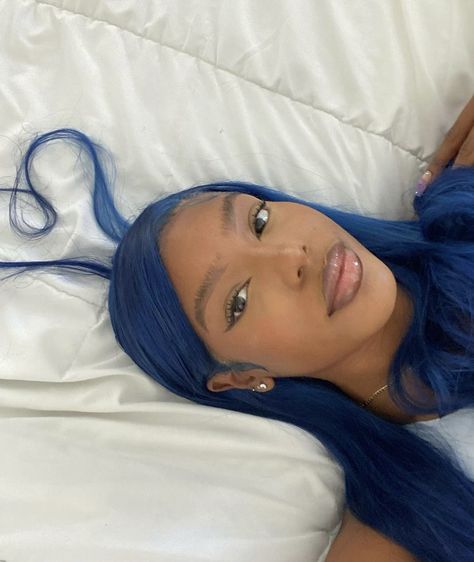 @shaiannj on ig Blue Hair Black Women, Blue Hair Dark, Royal Blue Hair, E Girl Hair, Hair Black Women, Y2k Hairstyles, Dyed Hair Inspiration, Pretty Hair Color, Hair Tattoos