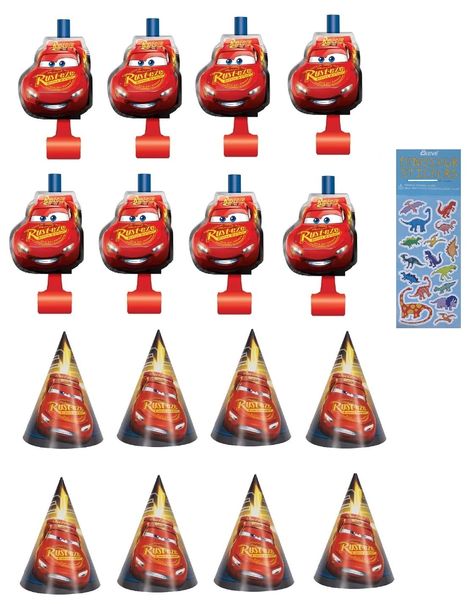 PRICES MAY VARY. Cars Birthday Party Supplies Bundle includes: 8 Party Hats 8 Party Blowouts 1 Esave Dinosaur Sticker Sheet (Not Cars stickers) Cars Birthday Party Supplies Pack Including Blowouts, and Party Cone Hats - 8 Guests. Cars Trucks Birthday Party, Disney Cars Birthday Party, Movie Theme Birthday Party, Cone Hats, Cars Birthday Party, Movie Birthday Party, Disney Cars Party, Disney Cars Birthday, Cars Birthday Party Disney