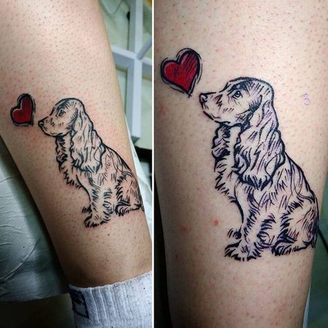 Spaniel Tattoo Cocker, Cocker Spaniel Tattoo Ideas, Dog Tattoo Cocker Spaniel, Cocker Spaniel Tattoo, Spaniel Tattoo, Tatoo Dog, Tattoos For Dog Lovers, Dog Memorial Tattoos, Dog Outline