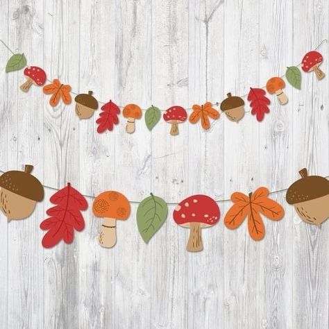 Garland Leaves, Autumn Banner, Autumn Garland, Banner Nursery, Nursery Banner, Kindergarten Classroom Decor, Fall Banner, Fall Garland, Fall Printables