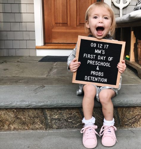 School Photo Ideas, Apple Crisp Muffins, First Day Of School Photo, Preschool First Day, Letterboard Quotes, First Day Of School Pictures, Preschool Pictures, Favorite Number, Baby Milestones Pictures