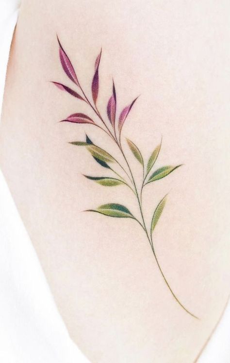 Color Leaves Tattoo, Colored Leaf Tattoo, Leaf Tattoo Design, Grandchildren Tattoos, Cute Halloween Tattoos, Simple Flower Tattoo, Colored Tattoo Design, Wrap Tattoo, Horoscope Tattoos