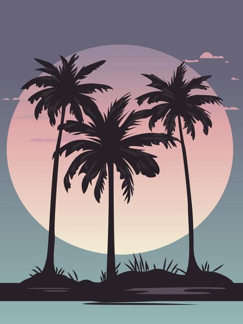 silhouette palm tree Palm Tree Illustration, Palm Tree Vector, Tree Vector, Tree Saw, Tree Illustration, Heart Tree, Cityscape Photos, Logo Banners, Nature Backgrounds