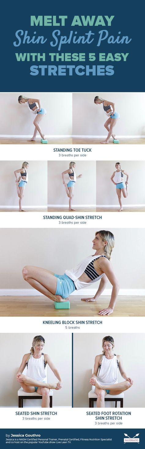 Ease shin splints with these gentle stretches to melt away pain. Get the full stretch routine here: https://paleo.co/shinsplintstretches Prewalk Stretches, Shin Stretches, Shin Splints Stretches, Gentle Stretches, Shin Splint Exercises, Inner Knee Pain, Stretch Routine, Nerve Pain Relief, Knee Exercises