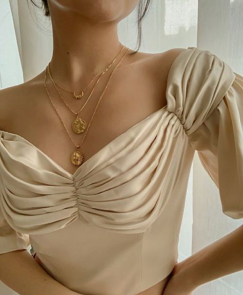 A Woman, Gold Necklace, Necklaces, Gold, White