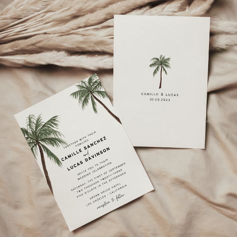 $2.92 | Minimalist Palm Trees wedding invitation - destination wedding, palm tree, tropical beach, palm tree wedding invitation, tropical wedding invitation, tropical wedding, destination wedding invitation, palm tree invitation, wedding invitation, green wedding invitation Save The Date Destination Wedding, Save The Date Destination, Beach Wedding Save The Date, Palm Tree Wedding Invitations, Tree Wedding Invitations, Tropical Wedding Invitations, Traditional Wedding Invitations, Save The Date Template, Save The Date Templates