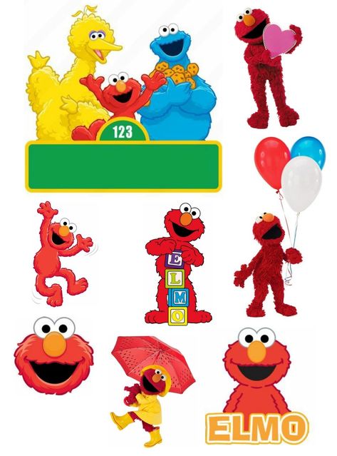 Elmo Cake Topper Printable, Elmo Treats, Sesame Street Cake Topper, Elmo Cake Topper, Sesame Street Printables, Water Bottle Labels Birthday, Elmo And Friends, Sesame Street Cake, Elmo Cake