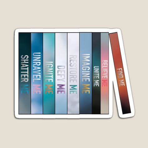 Get my art printed on awesome products. Support me at Redbubble #RBandME: https://www.redbubble.com/i/magnet/Shatter-Me-Series-Books-Spines-by-AveryBMS/163862625.TBCTK?asc=u Shatter Me Stickers Printable, Shatter Me Cover, Shatter Me Stickers, Shatter Me Series Books, Shatter Me Bookmark, Trout Painting, Me Stickers, Kindle Stickers, Book Stickers