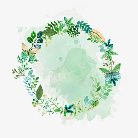 Green Png, Transparent Watercolor, Leaves Watercolor, Flower Graphic Design, Wreath Drawing, Green Garland, Leaf Images, Floral Border Design, Tassen Design