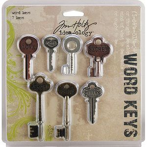 Tim Holtz Idea-Ology Word Keys 7/Pkg, Antique Hobby Organization, Fork Crafts, Wrapping Stones, Frank Garcia, Jewelry Tags, Metal Words, Scrapbook Embellishments, Joanns Fabric And Crafts, Scrapbook Stickers