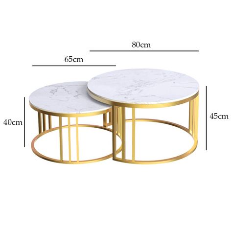 Mid-Century Round Coffee Table with 2 Small Large Side Tables - Gold & White Marble Top : Amazon.de: Home & Kitchen Round Coffee Table Dimensions, Stainless Furniture, Furniture Picture, Modern Living Room Table, Coffee Table Marble, Mid Century Modern Room, Round Center Table, Marble Top Side Table, Stackable Tables