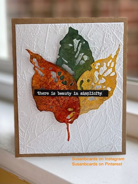 Tim Holtz Leaves Dies, Decoration Paper Craft, Orange Sheets, Thanksgiving Cards Handmade, Tim Holtz Dies, Tim Holtz Cards, Leaf Cards, Tim Holtz Sizzix, Scrapbooking Album