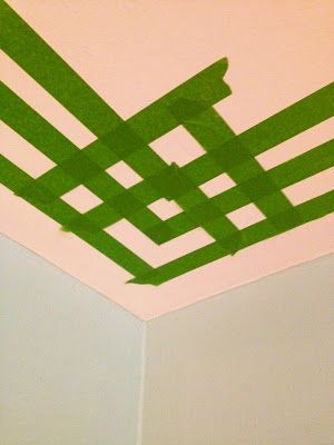 Star Stencil Ceiling, Ceiling Fretwork, Aesthetic Ceiling Design, Wallpaper Ceiling Ideas, Stripe Ceiling, The Weekend Painting, Painted Ceiling Ideas, Ceiling Paint Design, Ceiling Stencil