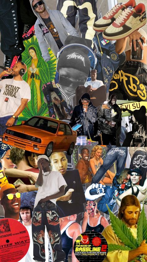 Evisu Wallpaper, Edhardy Y2k Wallpaper, Skepta Wallpaper, Uk Garage, Stussy Collage, Stussy Poster 90s, Stussy Phone Wallpapers, Skepta Jme, Uk Garage Aesthetic