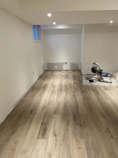 How to Choose Flooring for Your Basement Renovation – Week 3 of the One Room Challenge - Willow Bloom Home Basement Light Flooring, Basic Basement Ideas, Basement Remodel Flooring, Basement Floor Paint Colors, Basement Vinyl Flooring Ideas, Light And Airy Basement, Japandi Basement, Rustic Farmhouse Basement, Rubber Flooring Basement