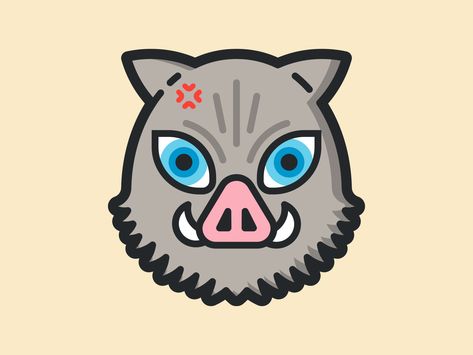 Demon Slayer Doodles, Inosuke Mask, Demon Slayer Diy, Demon Slayer Mask, Boar Mask, Inosuke Pfp, Cute Demon Slayer, Demon Slayer Chibi, Chibi Pfp