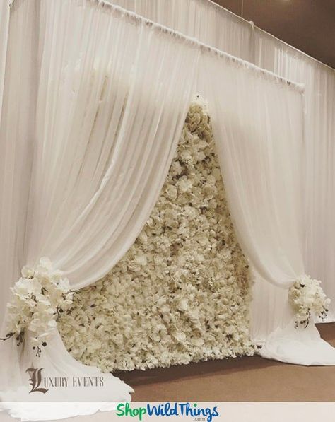 Flower Wall Wedding Ceremony Backdrop, Flower Wall Wedding, Wedding Stage Design, Silk Florals, Wedding Mandap, Flower Wall Backdrop, Wedding Ceremony Backdrop, Wedding Stage Decorations, Floral Backdrop