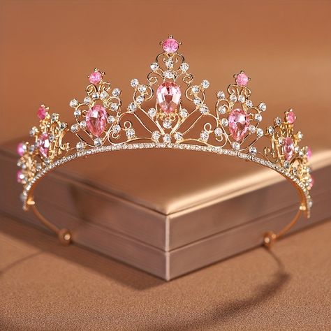 Faster shipping. Better service Quinceanera Tiaras, Quinceanera Pink, Quinceanera Crown, Crown Aesthetic, Pink And White Weddings, Pretty Jewelry Necklaces, Pink Crown, Fantasy Princess, Barbie Wedding