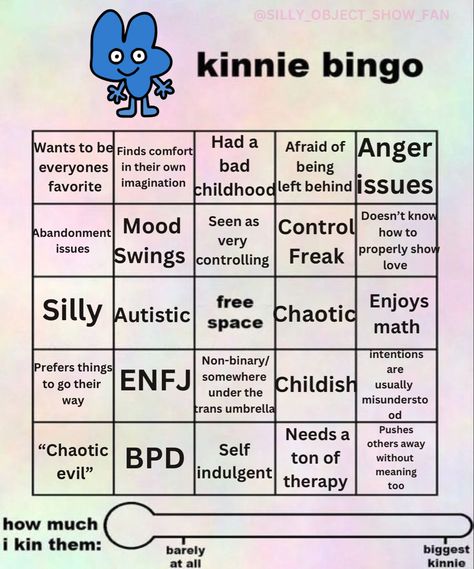 Osc Kinnie Bingo, Bfb Kinnie Bingo, Bfdi Kinnie Bingo, Four Bfdi, Kin Bingo, Four Bfb, Fun Templates, Kinnie Bingo, Bingo Board