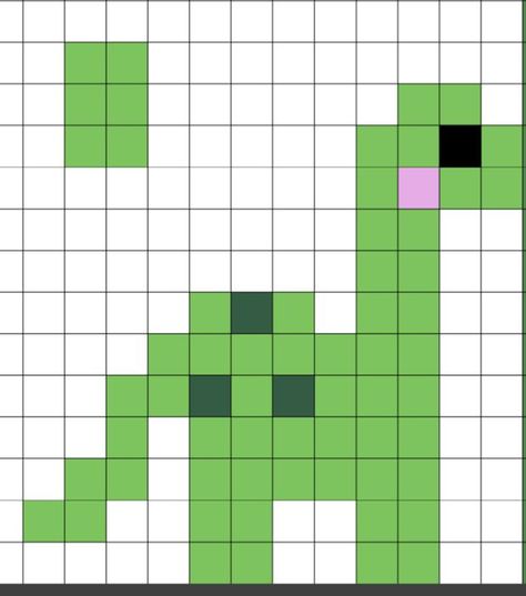 Pixel Art Dinosaur, Pixel Art Facil, Square Drawing, Melt Beads Patterns, Easy Perler Beads Ideas, Tiny Cross Stitch, Easy Pixel Art, Pixel Art Templates, 8bit Art