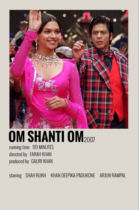 Om Shanti Om Movie, Rang De Basanti, Bollywood Poster, Bollywood Wallpaper, Srk Movies, Vintage Bollywood Aesthetic, Bollywood Glamour, Bollywood Theme, Movie Card