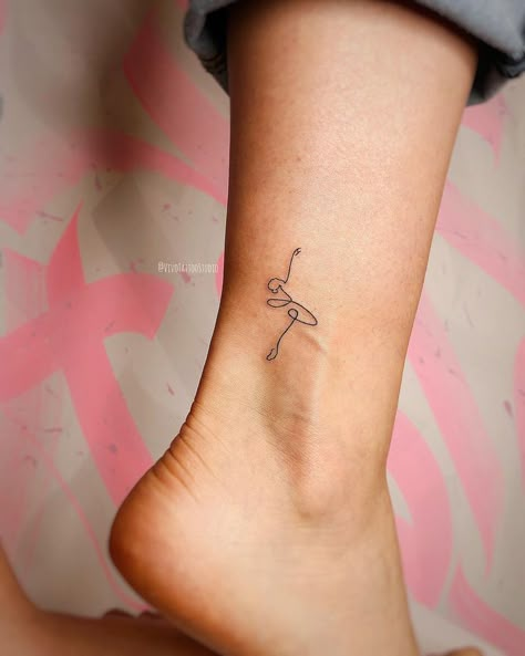 Small Dancer Tattoo Ideas, Dainty Dance Tattoos, Small Dance Tattoo, Tattoo Ideas Dance, Ballet Tattoo Minimalist, Dance Tattoo Ideas Dancers, Tiny Dancer Tattoo, Dancer Tattoo Ideas, Dance Tattoos