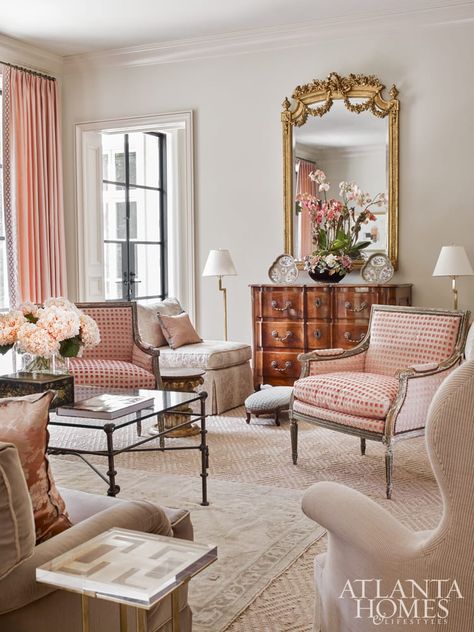 A Romantic French Style Home by Courtney Giles - The Glam Pad French Inspired Living Room, French Style Interior, French Style Homes, Atlanta Homes, Inspired Living, French Decor, French Country Decorating, Formal Living Rooms, Formal Living