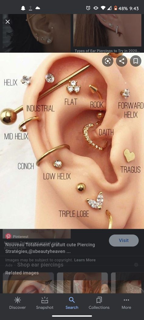 Snug Ear Piercings, Faux Snug Piercing, Ear Piercing Parts, Piercings Ears, Different Piercings, Ear Stacks, Different Ear Piercings, Ear Peircings, Snug Piercing