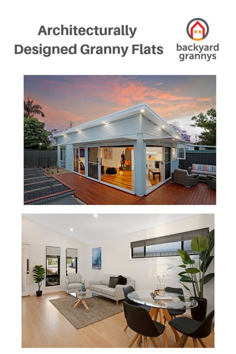 Granny Flat Extension, Grannyflats Design, Attached Granny Flat, 2 Storey Granny Flat, Granny Flat Ideas Australia, Skillion Roof Granny Flat, Space Vibes, Skillion Roof, Granny Flats