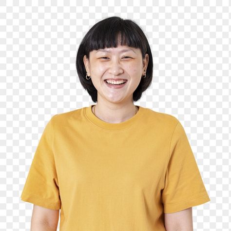 Cheerful Expression, Chinese Woman, Closeup Portrait, People Png, Woman Smiling, Chinese People, Face Stickers, About People, Yellow T Shirt