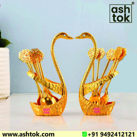 Return Gifts | Gift Ideas | Gold Plated Gift Items | Aluminum Swan/Duck Fork Stand | Ashtok Sarees Function, Return Gifts Indian, Return Gift Ideas, Gifts For Ladies, Wedding Gift Items, Ideas For Weddings, Birthday Return Gifts, Dry Fruit Box, House Warming Ceremony