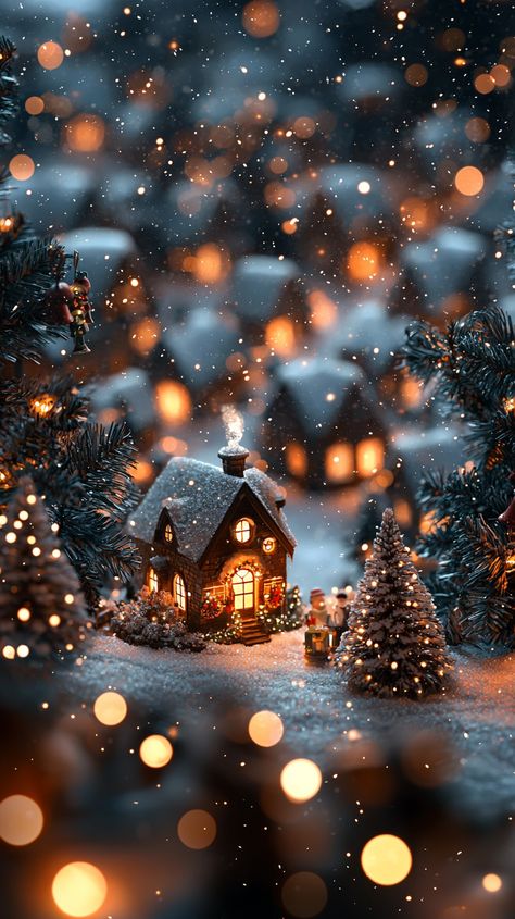 🏡✨ Embrace the magic of Christmas with this cozy winter wonderland! A charming cottage nestled among snow-laden trees, twinkling with warm golden lights, sets the perfect festive ambiance. The scene is straight out of a holiday fairy tale, inviting you to celebrate the season. 🎄❄️ #christmas #winter #cozy #cottage #holiday #magic #snow #lights #festive #wonderland Deer Antler Headband, Winter Scenes Wonderland, Snow Lights, Snowman Wallpaper, Magic Snow, Christmas Tree Images, Snowy Night, Antler Headband, Christmas Scenery