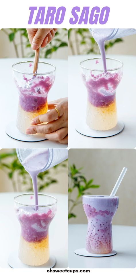 This taro sago can be a sister beverage if you love taro, especially the earthy taste in taro milk tea. It is a dream purple color. Taro Sago, Milk Tea Recipe, Taro Milk Tea, Taro Bubble Tea, Sweet Potato Powder, Milk Tea Recipes, Root Vegetable, Purple Sweet Potatoes, Tea Recipe